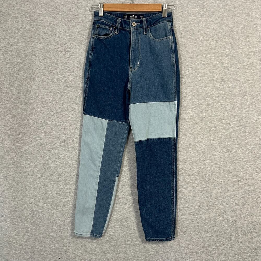 Hollister Jeans Womens 00R 23x27 Ultra High Rise Mom Jean Patchwork Stretch Y2K